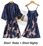 Women Lace Gown Kimono Bathrobe Set