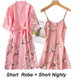 Women Lace Gown Kimono Bathrobe Set