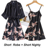 Women Lace Gown Kimono Bathrobe Set