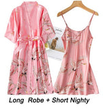 Women Lace Gown Kimono Bathrobe Set