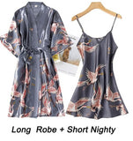 Women Lace Gown Kimono Bathrobe Set
