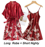 Women Lace Gown Kimono Bathrobe Set