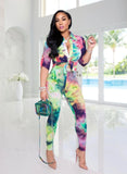 Women Turn-down Collar  Long Sleeve Long Pant 2 Peice Set