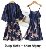 Women Lace Gown Kimono Bathrobe Set