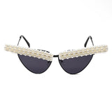 Women Sexy Retro Small Pearl Cat Eye Sunglasses