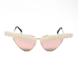 Women Sexy Retro Small Pearl Cat Eye Sunglasses