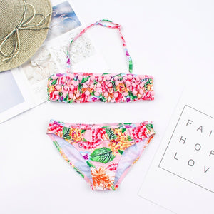 Girls Pink Tropics Floral Bikini Set