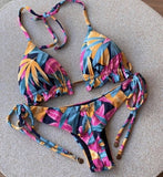 Sexy Feather Print Brazilian Bikini Swimsuit