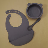 BPA Free Baby Silicone Tableware Waterproof Bib Set