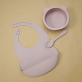BPA Free Baby Silicone Tableware Waterproof Bib Set