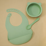 BPA Free Baby Silicone Tableware Waterproof Bib Set