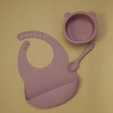 BPA Free Baby Silicone Tableware Waterproof Bib Set