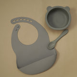 BPA Free Baby Silicone Tableware Waterproof Bib Set