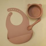 BPA Free Baby Silicone Tableware Waterproof Bib Set
