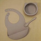 BPA Free Baby Silicone Tableware Waterproof Bib Set