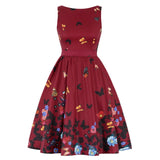 Retro Casual Sleeveless Cotton Knee Length Dress