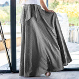 Vintage High Waist Ruffles Loose Pleated Side Zipper Maxi Skirts