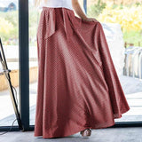 Vintage High Waist Ruffles Loose Pleated Side Zipper Maxi Skirts