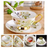 Europe Noble Bone China Coffee Cup Saucer Spoon Set
