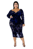 Women Sexy V Neck Lace Long Sleeve Bodycon Dress