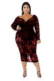 Women Sexy V Neck Lace Long Sleeve Bodycon Dress