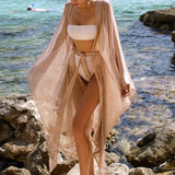 Women Sexy Long Sleeve Beach Dress Swimwear Cover-up