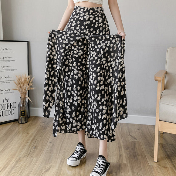 Floral Print Wide Leg Pants