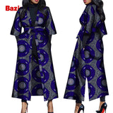 Women African Print Belted Long Coat