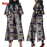 Women African Print Belted Long Coat