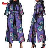 Women African Print Belted Long Coat