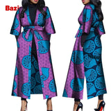Women African Print Belted Long Coat