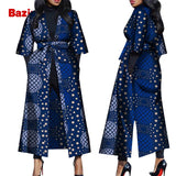 Women African Print Belted Long Coat