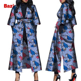 Women African Print Belted Long Coat