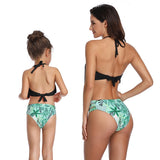 Mommy And Me Solid Top Print Bottom Bikini Two-Piece Set