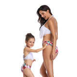 Mommy And Me Solid Top Print Bottom Bikini Two-Piece Set