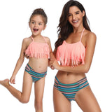 Mommy And Me Solid Top Print Bottom Bikini Two-Piece Set