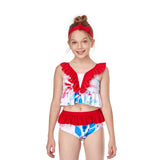 Girl Floral Ruffle Two Pieces Swimwear