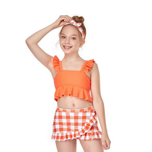 Girl Floral Ruffle Two Pieces Swimwear