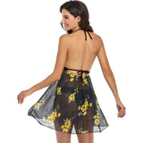 Women's Sexy Retro Floral Print Transparent Two piece Bikini