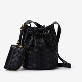 Weave PU Leather Bucket Crossbody Bag