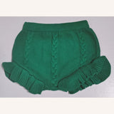 Girls Vintage Cotton Knit Ruffles Lace Edge Short