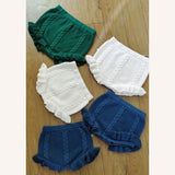 Girls Vintage Cotton Knit Ruffles Lace Edge Short