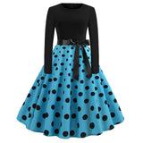 Women Vintage Long Sleeve Swing Dress
