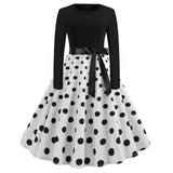 Women Vintage Long Sleeve Swing Dress