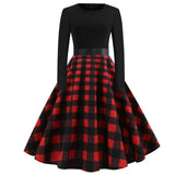 Women Vintage Long Sleeve Swing Dress