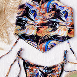 Women Halter Ruched High Waist  Two Piece Retro Bikini